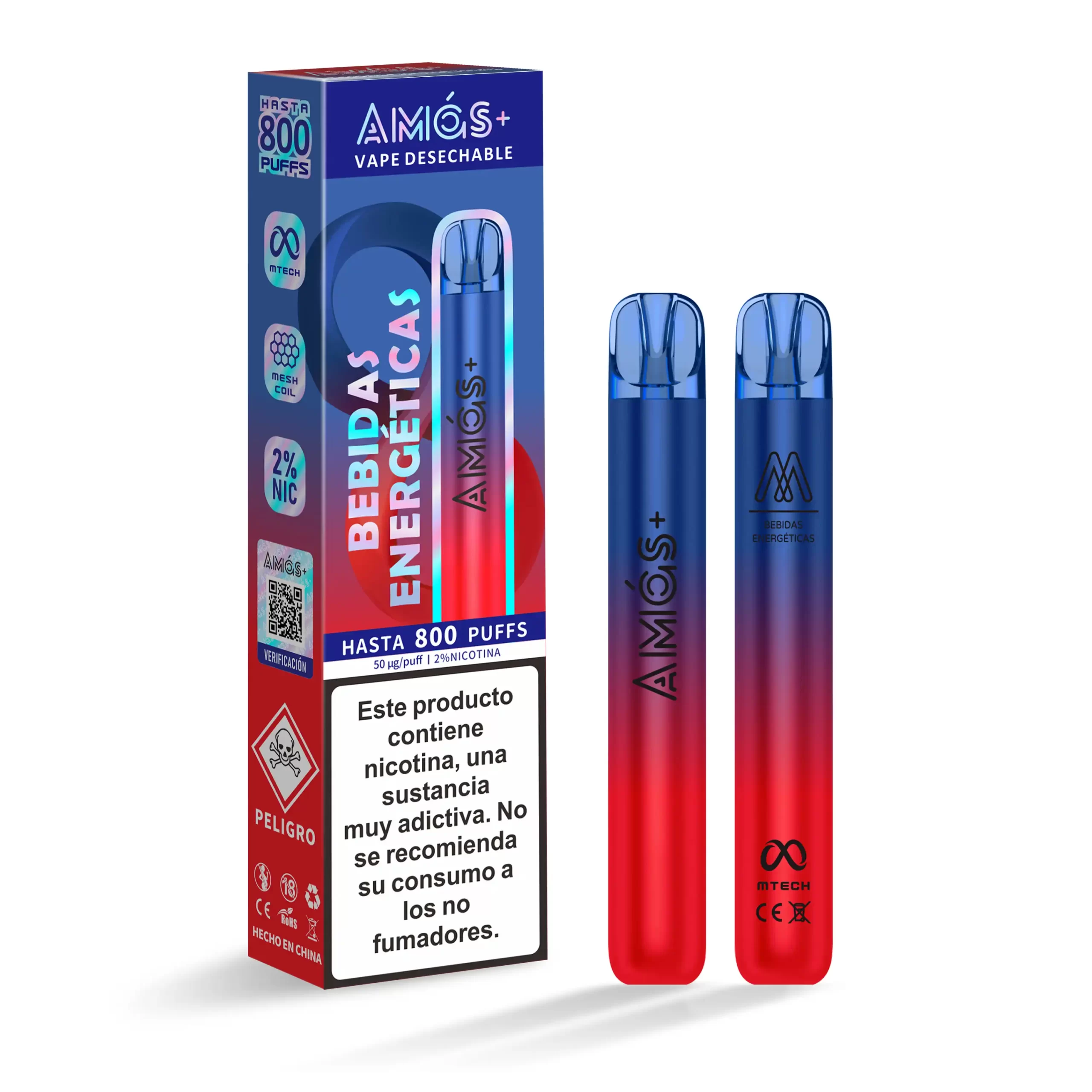 AMS+| BEBIDAS ENERGETICAS 800 PUFFS 2%  Ams Vaper